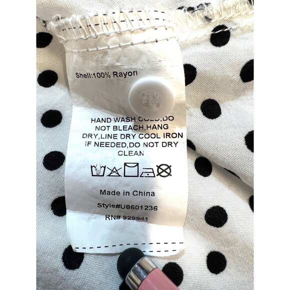 Suzanne Betro Womens Polka Dot Long Sleeve Blouse XL Rayon Front tie Closure - Picture 4 of 4